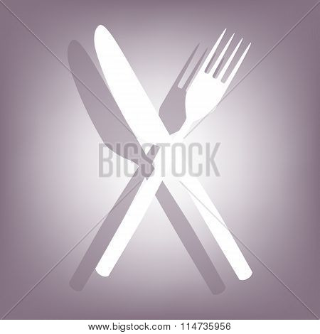 Fork and Knife icon with shadow