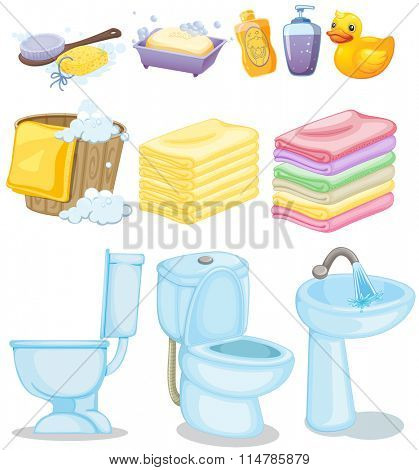 Set of bathroom equipments illustration