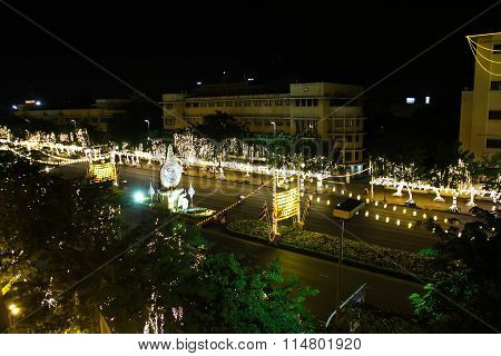 Bangkok - December 18: Decoration On Rachadamnoen Road For The Celebration Of The 88Th Birthday Of H
