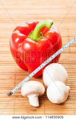 Measuring Vegetable Calories Concept..