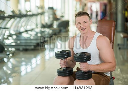 Sexy guy in gym.