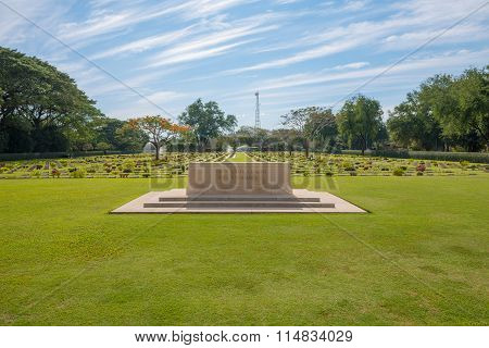 Main Gate Of  Chong-kai War Cemetery At Kanchanaburi, Thailand.