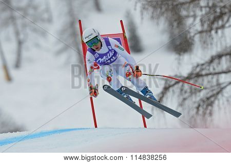 CORTINA D'AMPEZZO, ITALY - JANUARY 24 2014:  During the FIS Alpine Ski World Cup Women's downhill race in Cortina d'Ampezzo, Italy.