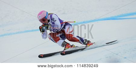 CORTINA D'AMPEZZO, ITALY - JANUARY 24 2014:  During the FIS Alpine Ski World Cup Women's downhill race in Cortina d'Ampezzo, Italy.