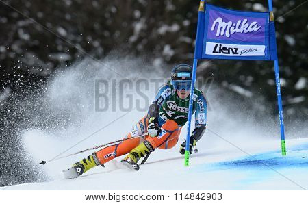 LIENZ, AUSTRIA - DECEMBER 28 2013:  During the FIS Alpine World Cup giant Slalom women's race in Lienz, Austria. 