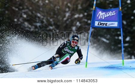 LIENZ, AUSTRIA - DECEMBER 28 2013:  During the FIS Alpine World Cup giant Slalom women's race in Lienz, Austria. 