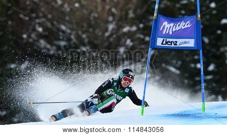 LIENZ, AUSTRIA - DECEMBER 28 2013:  During the FIS Alpine World Cup giant Slalom women's race in Lienz, Austria. 