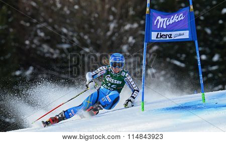 LIENZ, AUSTRIA - DECEMBER 28 2013:  During the FIS Alpine World Cup giant Slalom women's race in Lienz, Austria. 