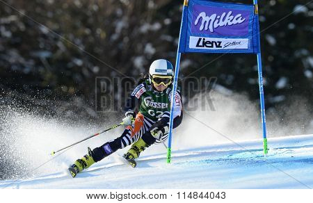 LIENZ, AUSTRIA - DECEMBER 28 2013:  During the FIS Alpine World Cup giant Slalom women's race in Lienz, Austria. 