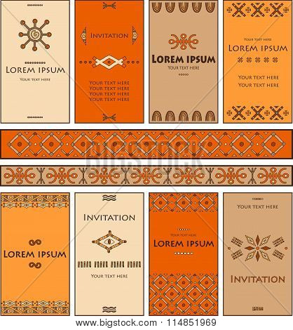 A set of cards with elements in the African style.