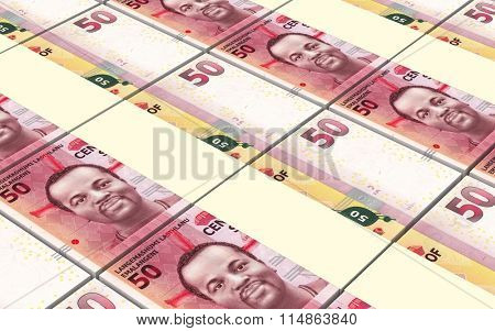 Swazi emalangeni bills stacked background. Computer generated 3D photo rendering.