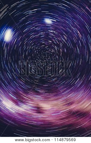 Long exposure astronomical photograph of the nebula Cygnus is taken in the middle of the night in Antarctica