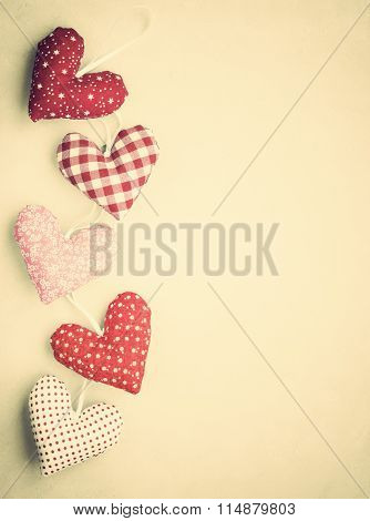 Vintage hanging stuffed cotton hearts