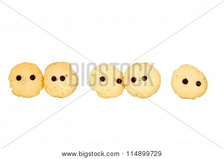 Cookies Face Isolated On White Background.