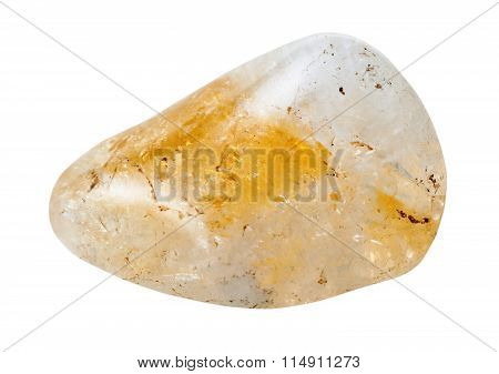 Yellow Citrine Quartz Gemstone Isolated On White