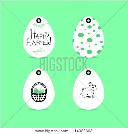 Happy Easter Design. Gift Tags With Easter Illustrations. Easter