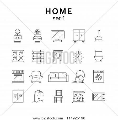 Home Related Icons Set1, Vector Illustration, Line Icons