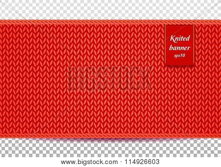 Red knitted banner