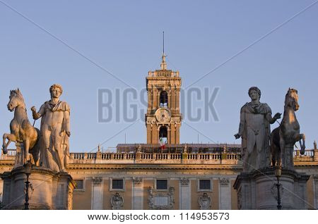 Statues Of Piazza Del Campidoglio In Rome