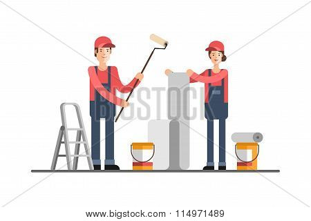 Repair Construction Company Service Home repair To Glue Wall Papers Painting Walls