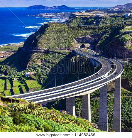 Gran Canaria island - view with impressive bridge in mountains