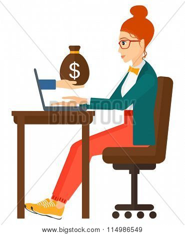Business woman working in office.
