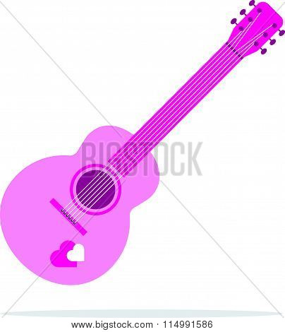 pink heart guitar icon flat style