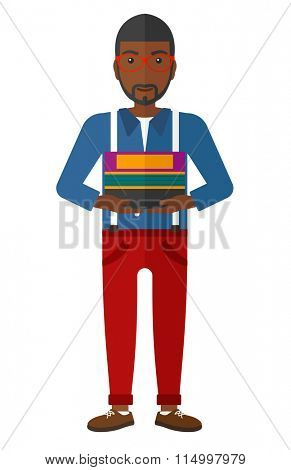 Man holding folders.