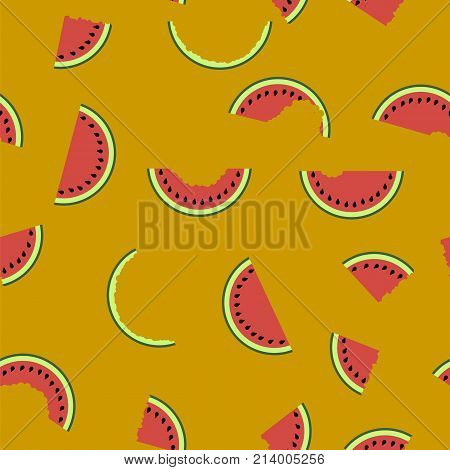 Fresh Slaced Ripe Watermelon on Orange Background