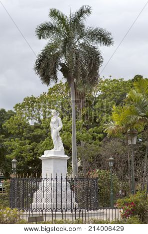 Monument of Carlos Manuel de Cespedes first president in the center of city Havana Cuba