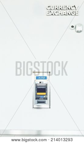 ATM machine and currency exchange with CCTV camera