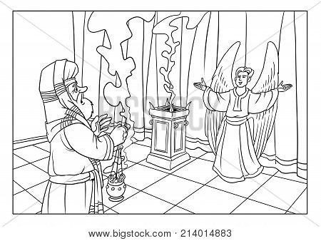 The Angel Gabriel appeared to the Priest of Zechariah in the Jerusalem Temple and reported the Birth of his Son.