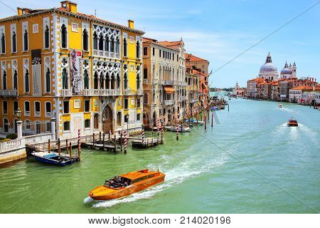 Venice, Italy-june 22: View Of Grand Canal And Basilica Di Santa Maria Della Salute On June 22, 2015