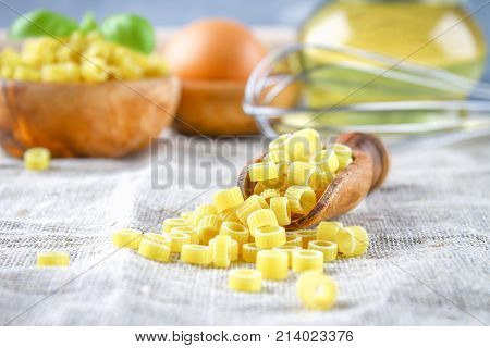 Ditalini Macaroni. Pasta Rings. Tubettini And Thimbles. Anellini.