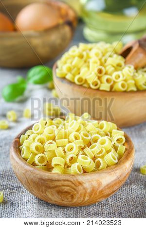 Ditalini Macaroni. Pasta Rings. Tubettini And Thimbles. Anellini.