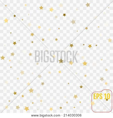 Star Shaped Various Size Golden Glitter Bits On Transparent Back