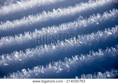 Sparkling snow crystals left after fixing ski trail on the mountain of Jahorina Bosnia and Herzegovina