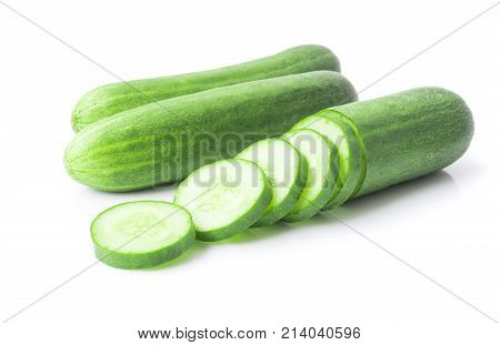 Closeup cucumber sliced on white background food and vegetable concept
