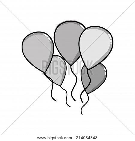 grayscale balloons objects decoration to celebration design vector illustration
