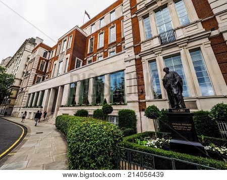 Faraday Monument In Savoy Place In London, Hdr