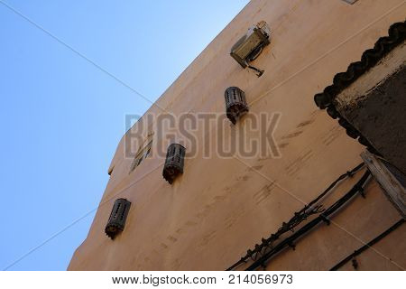Castle Walls And Blue Sky Background