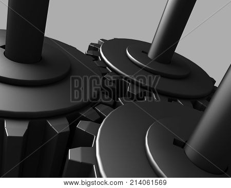 3D Gear.the Mechanism . 3D Rendered Illustration