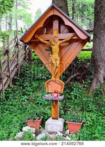 Jesus Christ memorial in the woods Veitsch Austria
