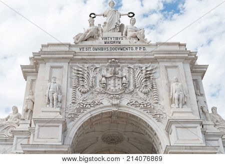 Triumphal Rua Augusta Arch In Lisbon. Portugal.