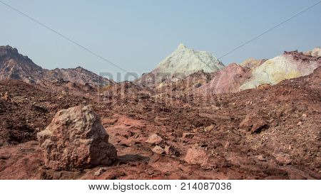 Colored desert moutains of Hormuz island, Iran