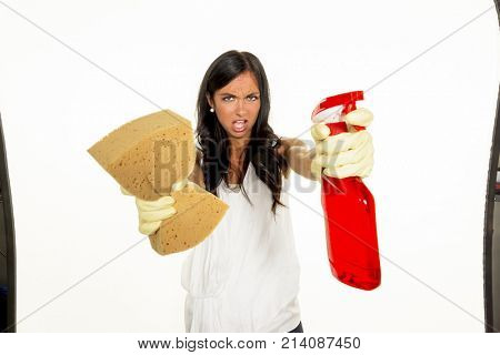 housewife is angry about cleaning