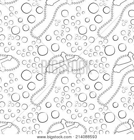 Vectron Seamless Pattern Of Elements Drawn Manually In The Style Of Doodle. Christening, Angel, Reli