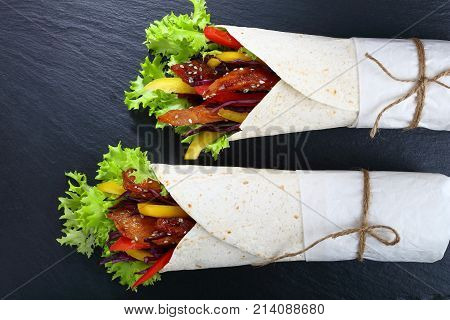 Close-up Of Delicious Fresh Juicy Wraps