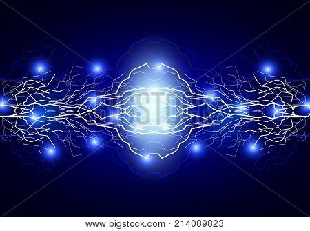 The energy of the two lightning, vector art illustration.