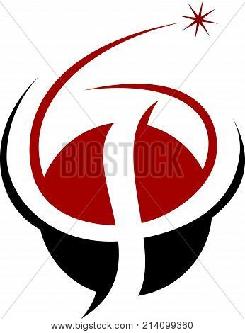 Star Swoosh Letter P Logo Design Template Vector